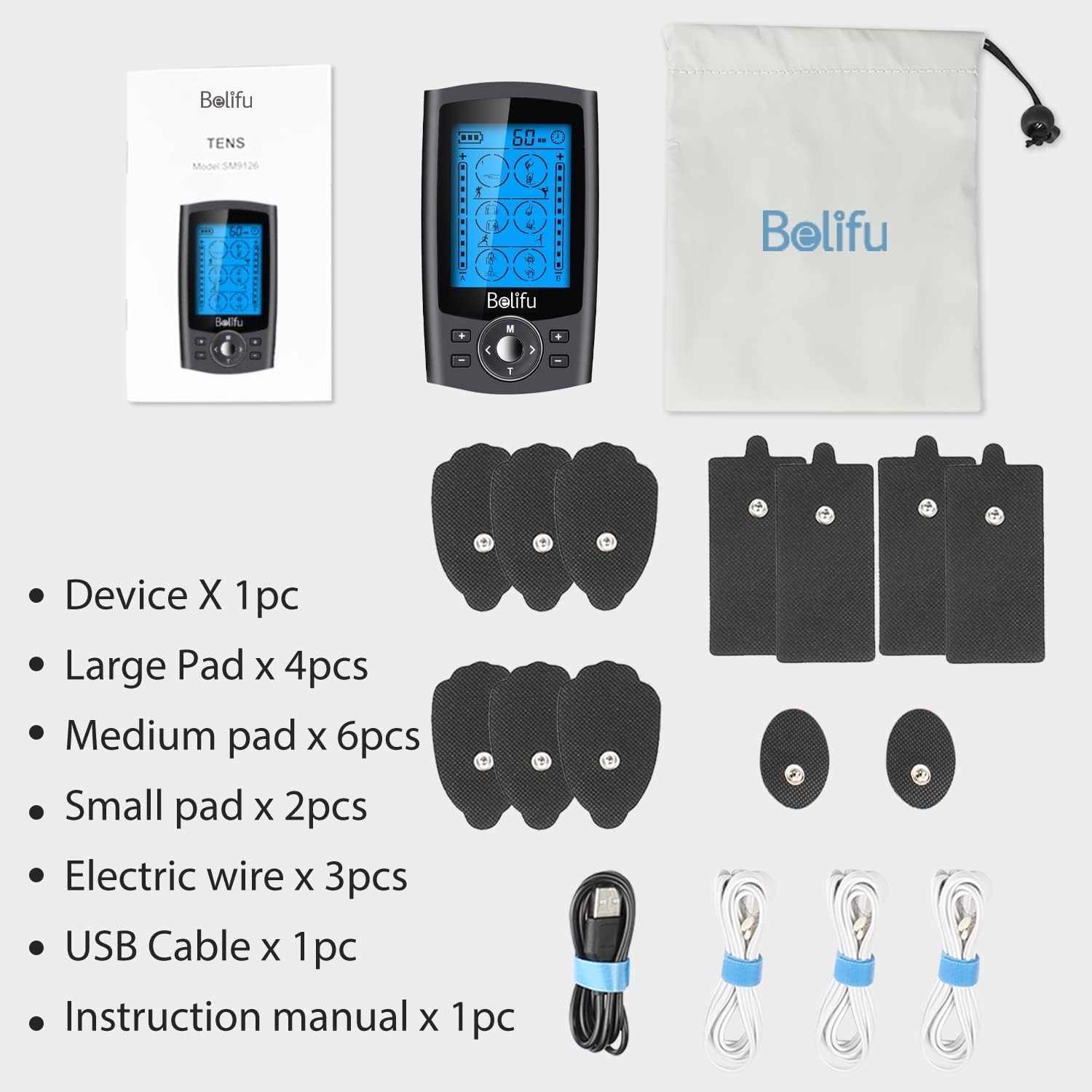 Dual Channel TENS EMS Unit with 12 Pads, 24 Modes Muscle Stimulator, Electron…