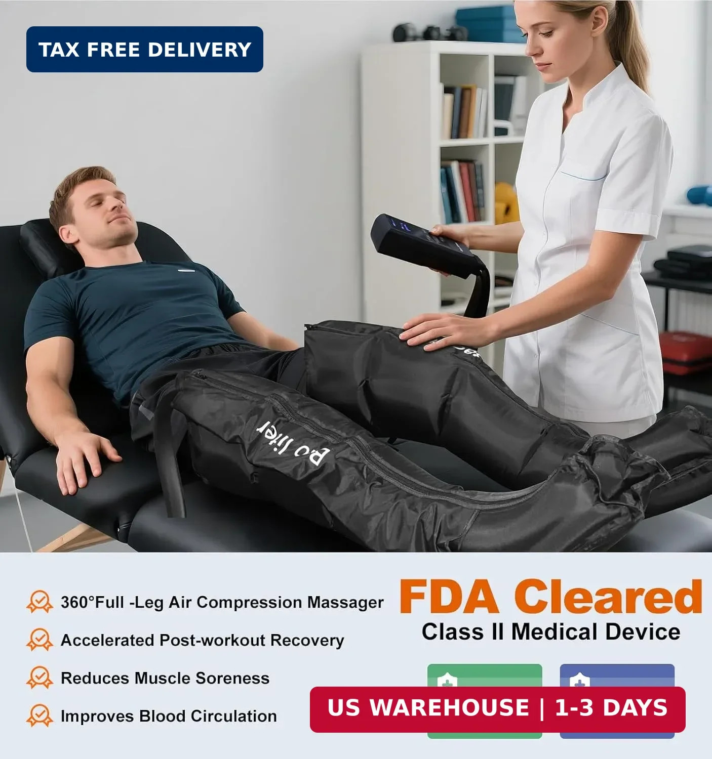 Leg Compression Massager,Professional Full Leg Sequential Pressure Boots, Air Co