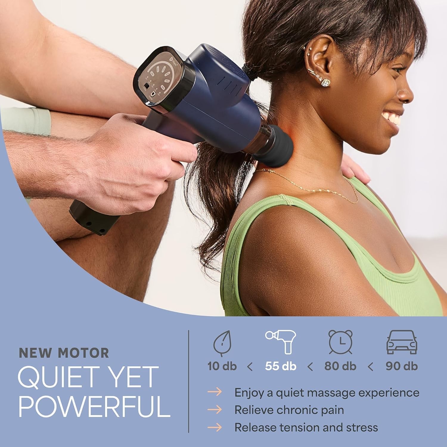 Cordless Deep Tissue Massage Gun – 5 Speeds with 8 Massage Heads for Flexibility