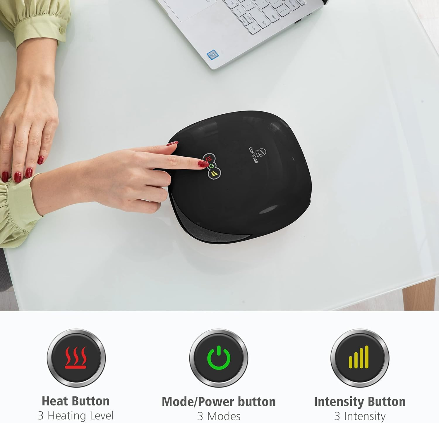 Wireless Hand Massager with Heat -3 Levels Compression & Heating,Rechargeable Ha