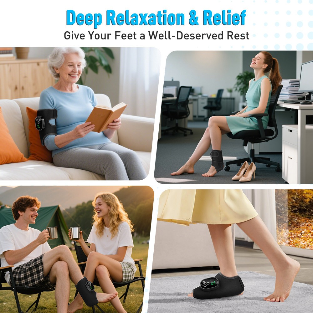 2 Pack Electric Foot Ankle Massager Pain Relief 6 Heat Levels, 3 Vibration Modes