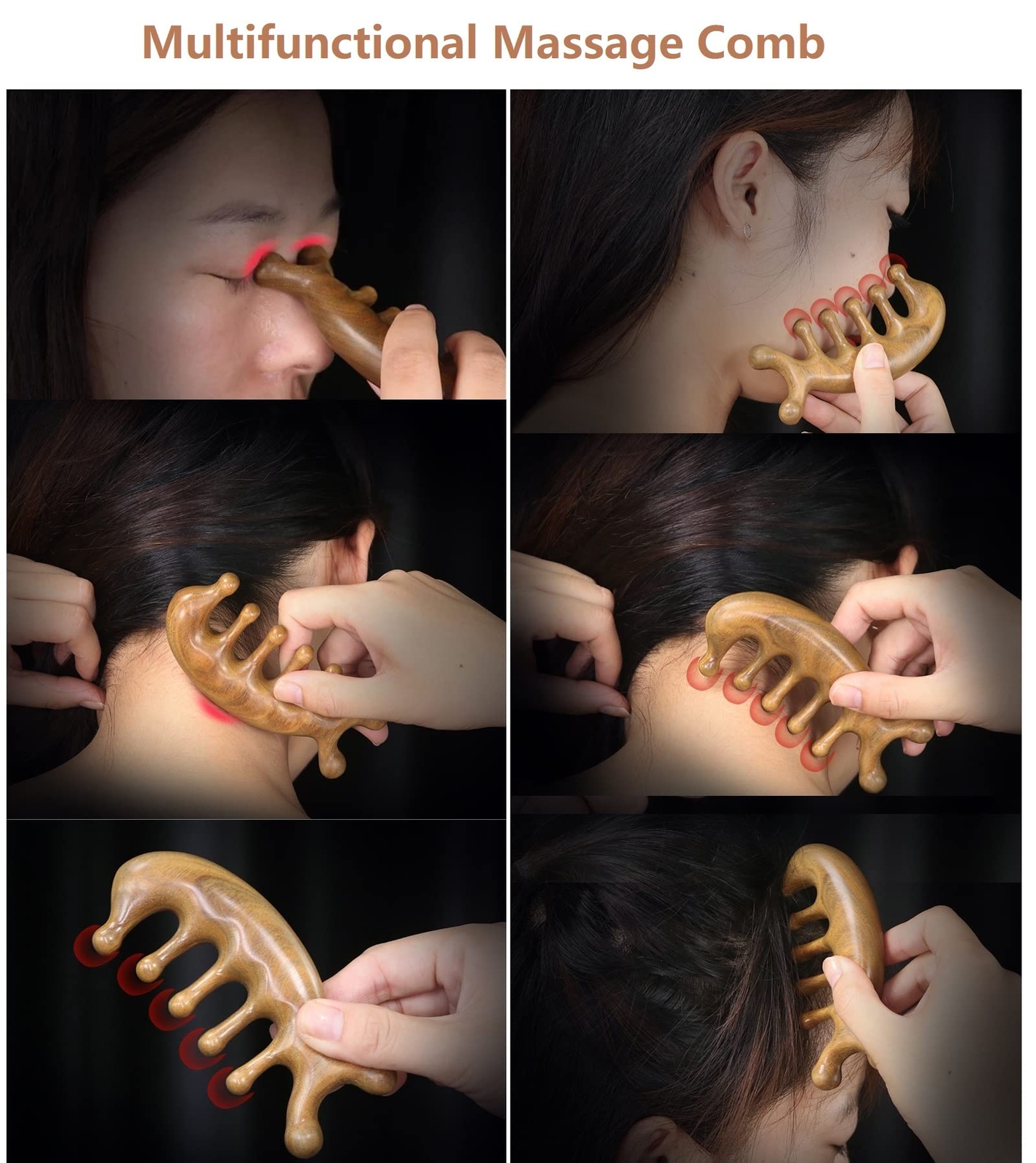 Wooden Scalp Massage Comb Sandalwood Combs for Women Men Scalp Relax Hair Care