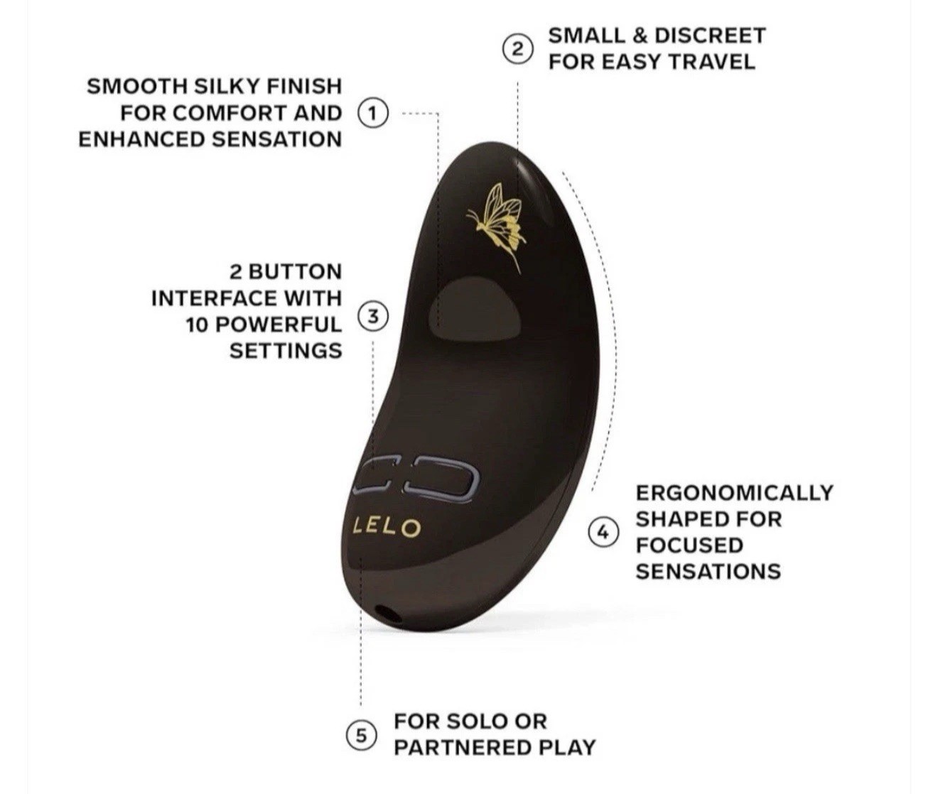 LELO NEA 3 Mini Bullet for Woman Female Massager Pitch Black (10 Modes)