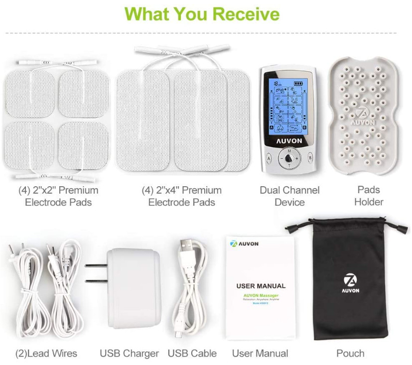 TENS Unit Muscle Stimulator Dual Channel Pulse Machine 20 Modes 8 Electrode Pads