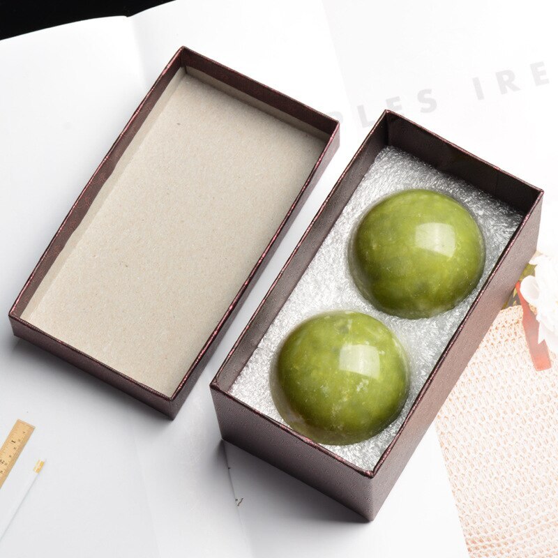 2pcs Natural Jade Stone Massage Ball Smooth Round Foot Hand Massager Health Care