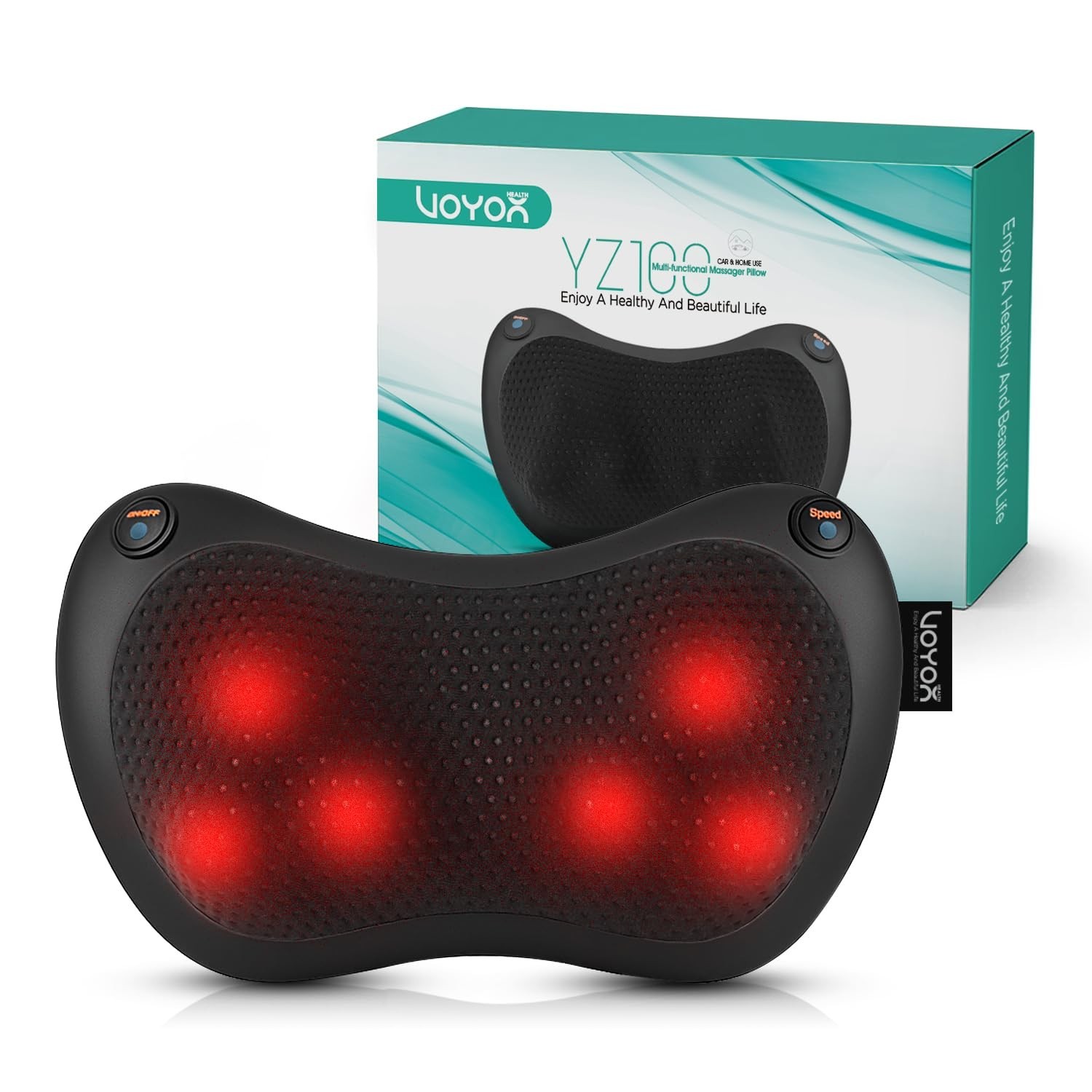 3D Deep Tissue Shiatsu Neck & Back Massager with Heat – Home, Car, Office Use