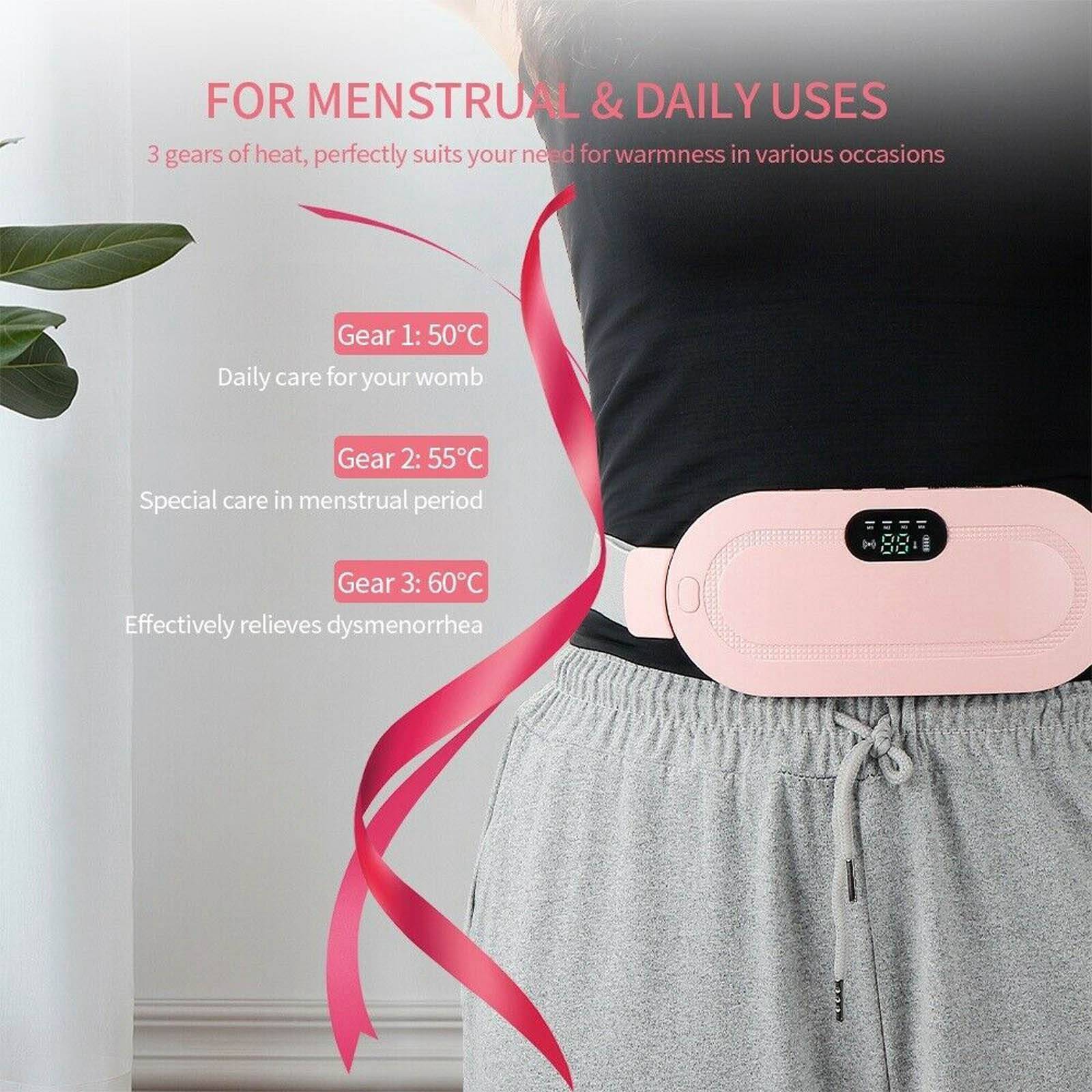 Abdomen Heating Waist Belt Massager USB Charge Menstrual Cramp Reliever Relax