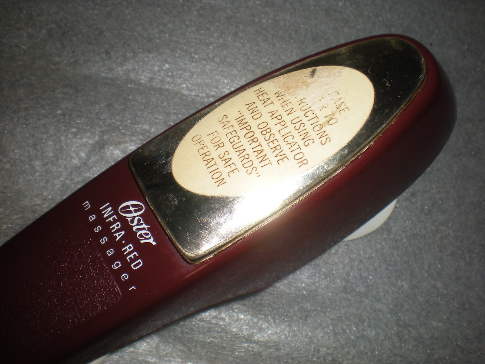 (FEELS WEAK) Vintage Oster 396-07A Infra-Red Handheld Massager Burgundy 1 Head