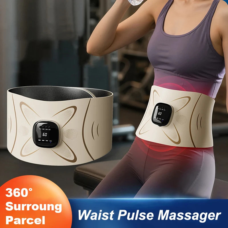 EMS Pulse Waist Massage Heating Waist Abdomen Fat Burning Sweating Massage Belt