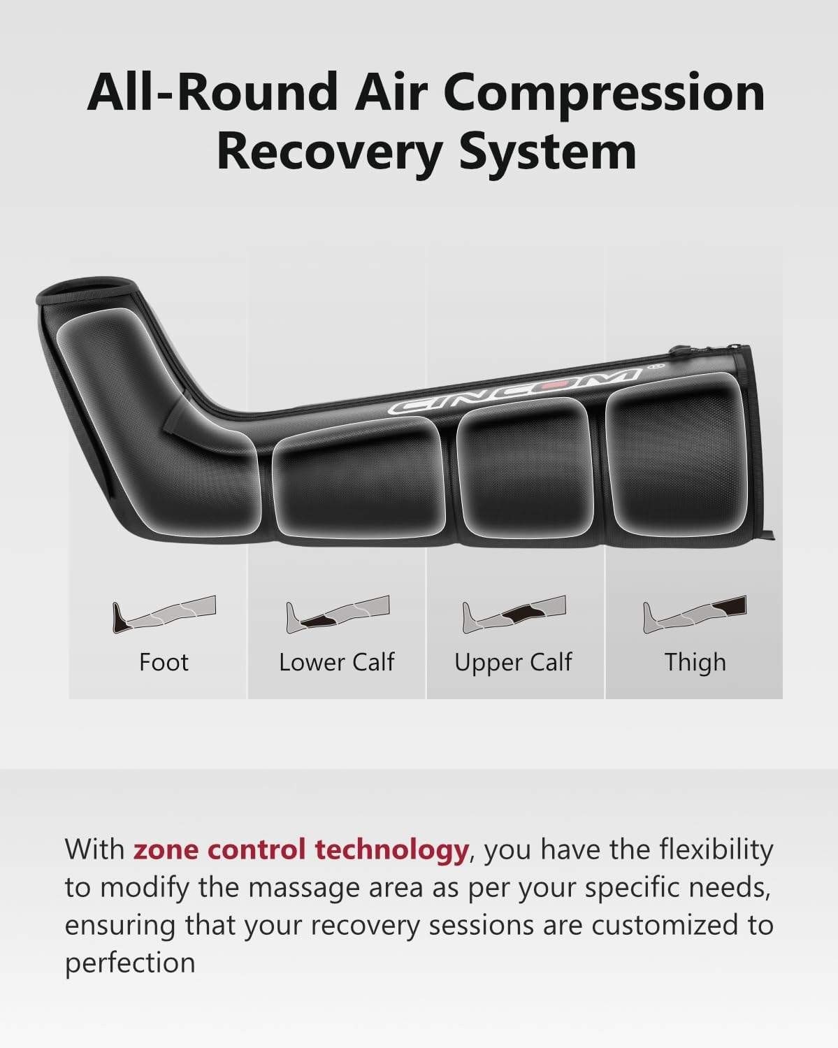 Cordless Leg Recovery System with Dynamic Compression Massage Technology