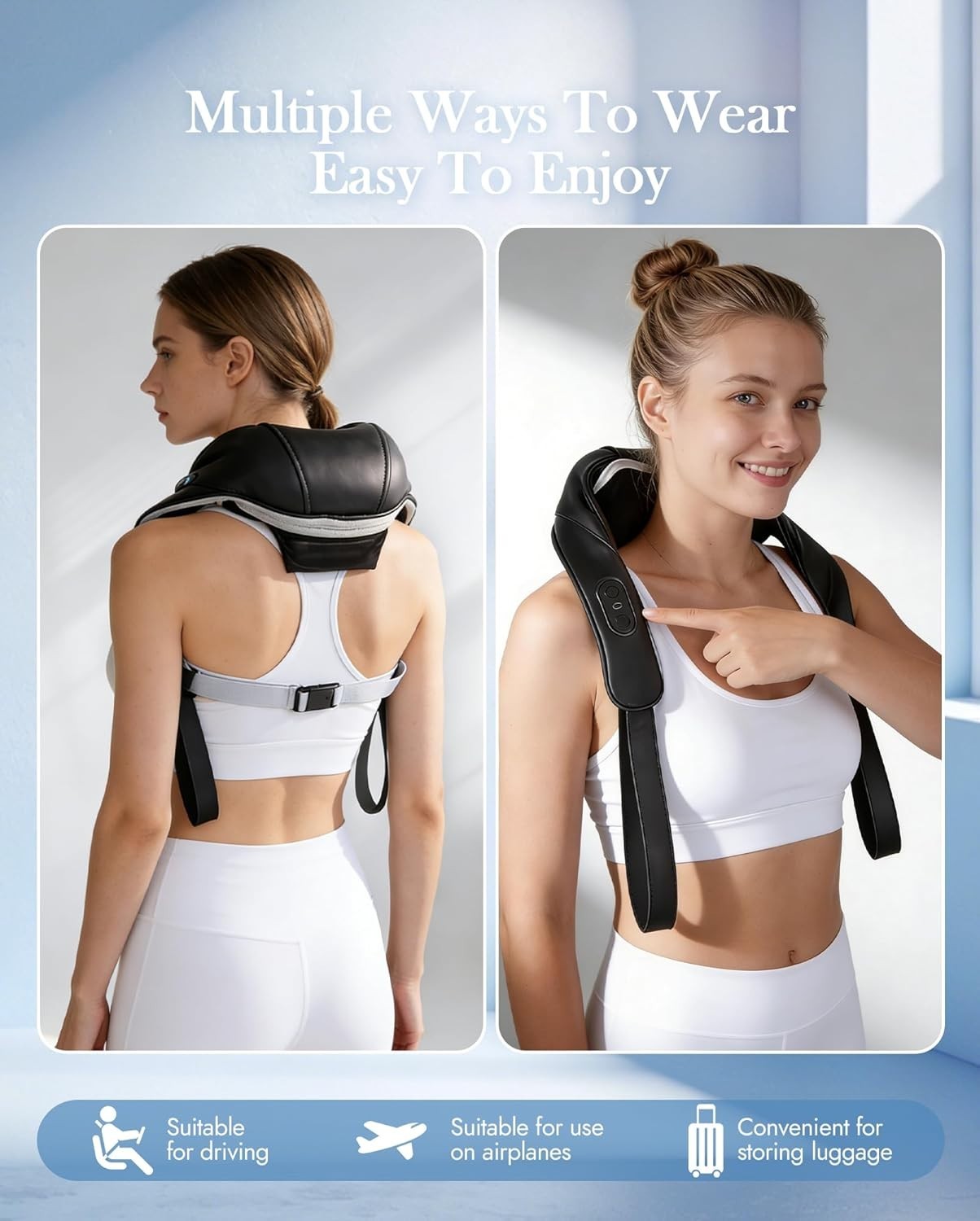 Neck Massager with Heat Cordless: Shiatsu Back Shoulder Massage Tools for Pain R