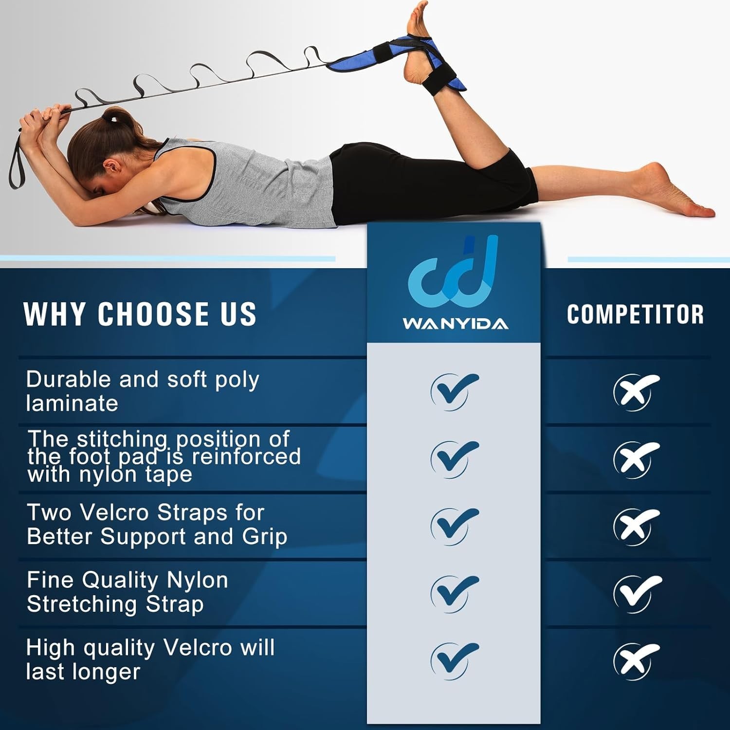 Adjustable Yoga Stretch Strap for Legs – Plantar Fasciitis & Achilles Support