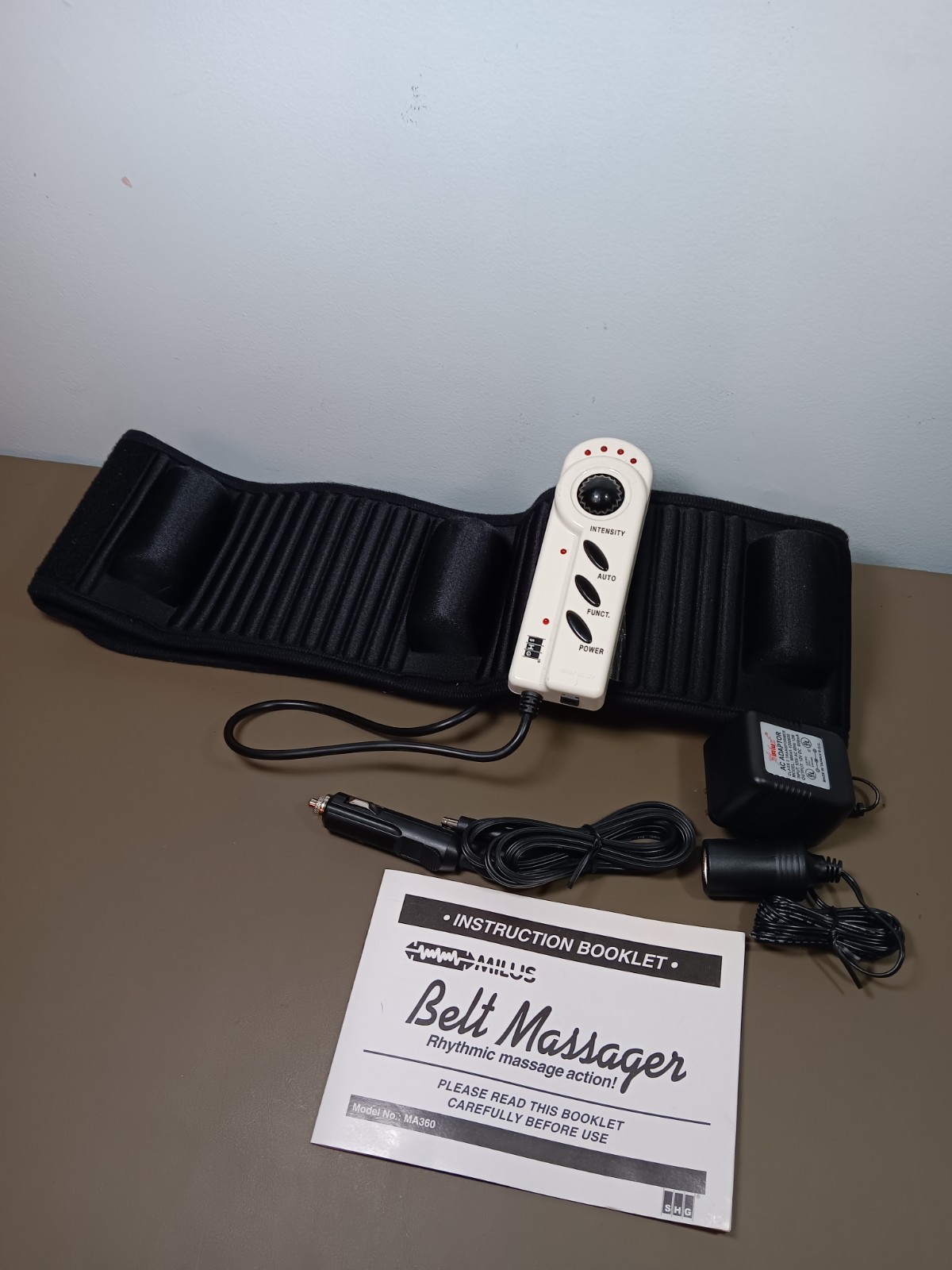 Milus Belt Massager MA360 Size Large Black With Cords Car Adapter NEW No Box