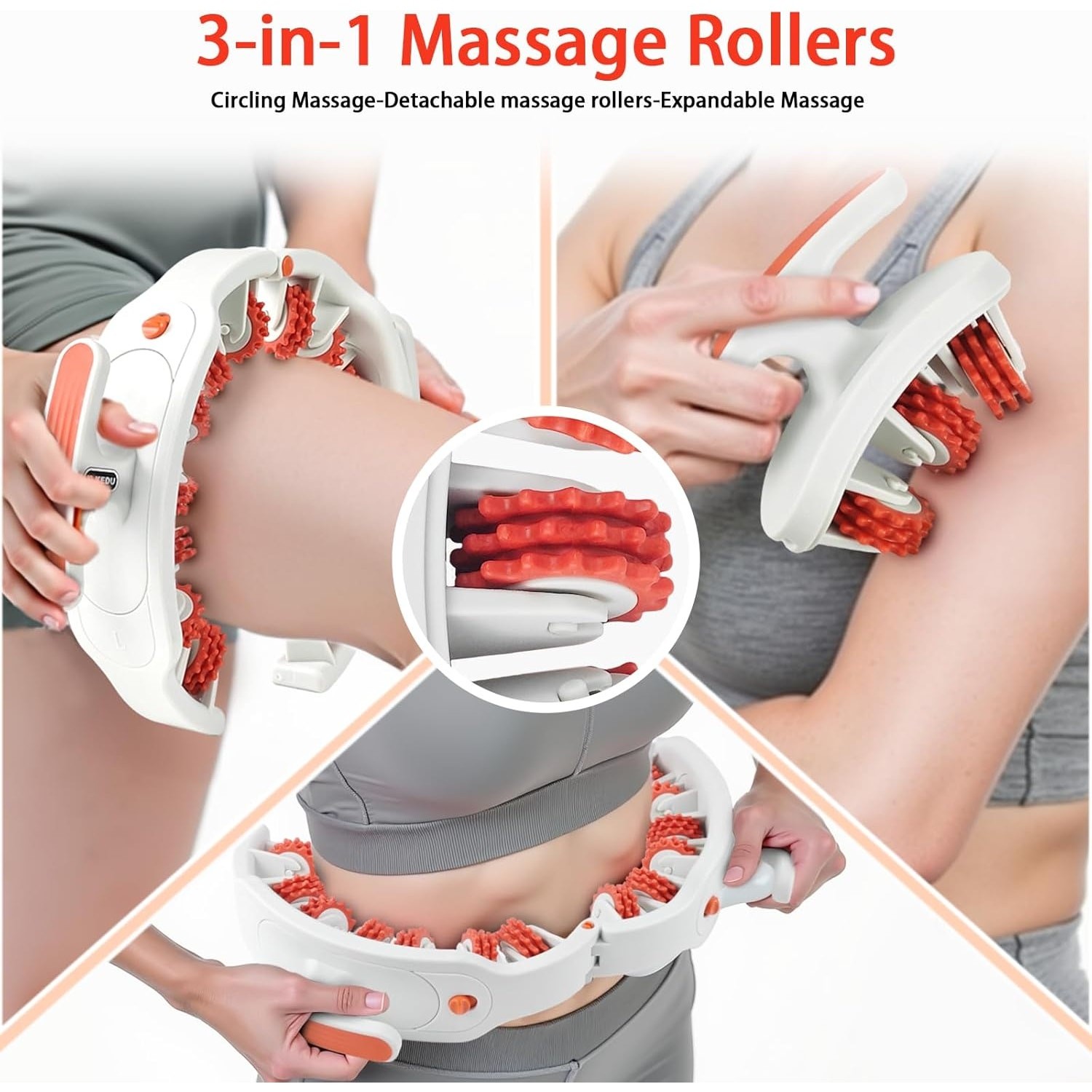 3 in 1 Cellulite Manual Body Massage Roller, Gentle Relaxation Home Spa ~ NEW