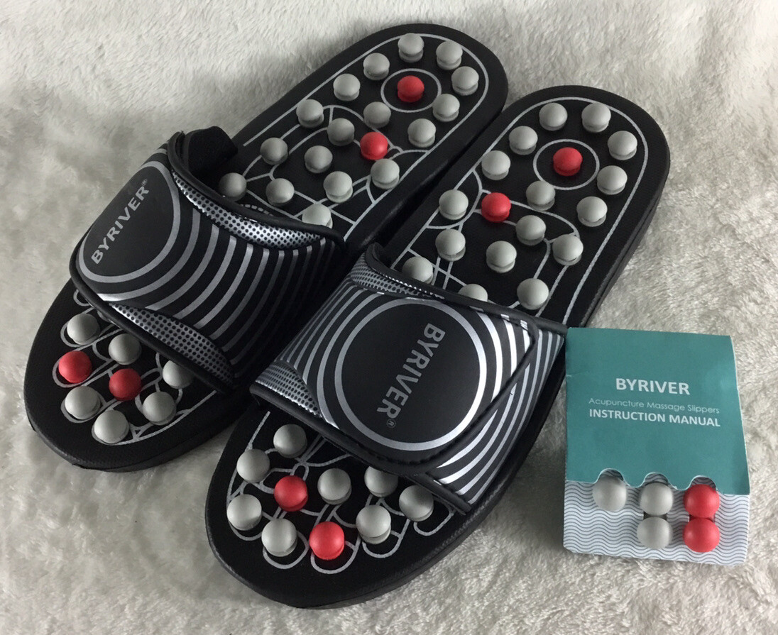 Byriver Massage Shoes Adult Large Acupressure Slides Sandals Shiatsu Pain Relief