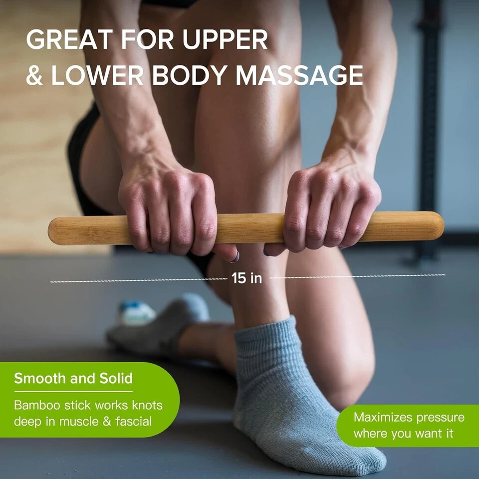 4PCS Solid Bamboo Massage Sticks 100% Bamboo Massage Tools Guasha Bamboo Massage
