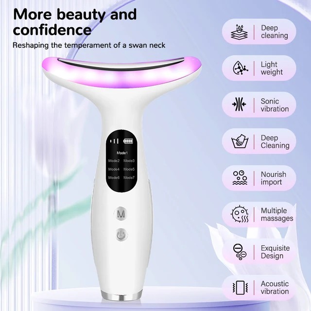 7 Color Neck Face Massager Facial Massager Tool For Skin Care At Home Vibrating