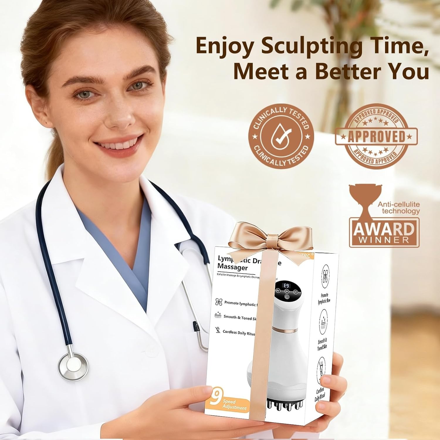 5-in-1 Lymphatic Drainage Massager: Reduce Cellulite with Microcurrent & Heat