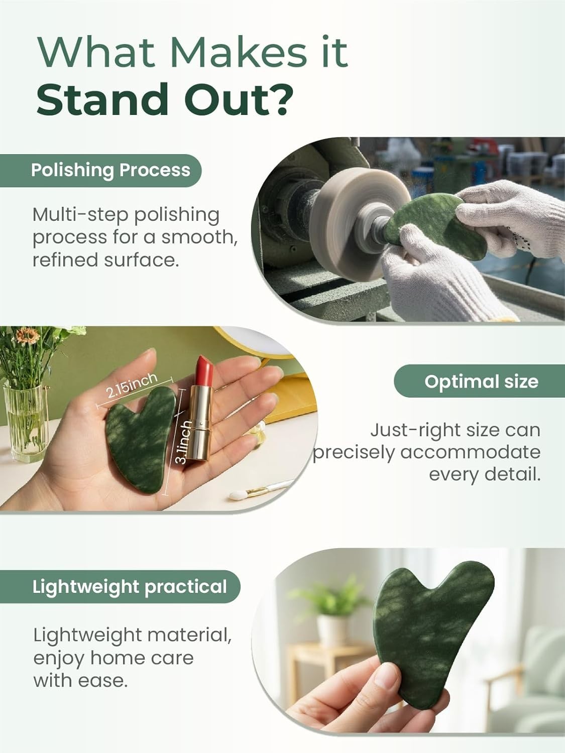 Natural Jade Gua Sha Tool Face Scraping Massage Anti-Aging Acupuncture Therapy