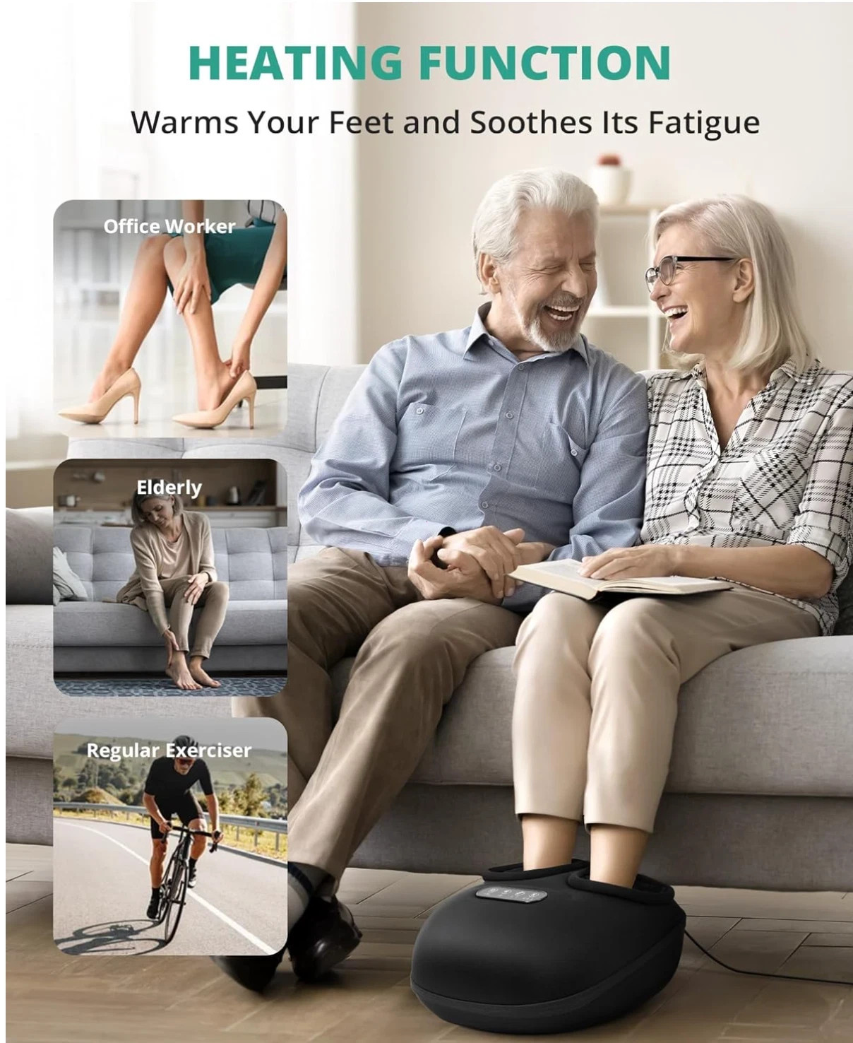 Foot Massager Machine with Heat Rolling Deep Kneading, Shiatsu Foot Massager 13″