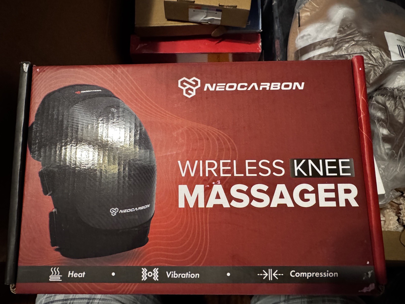 Neocarbon Wireless Heat, Vibration And Compression Knee Massager – Gray Black
