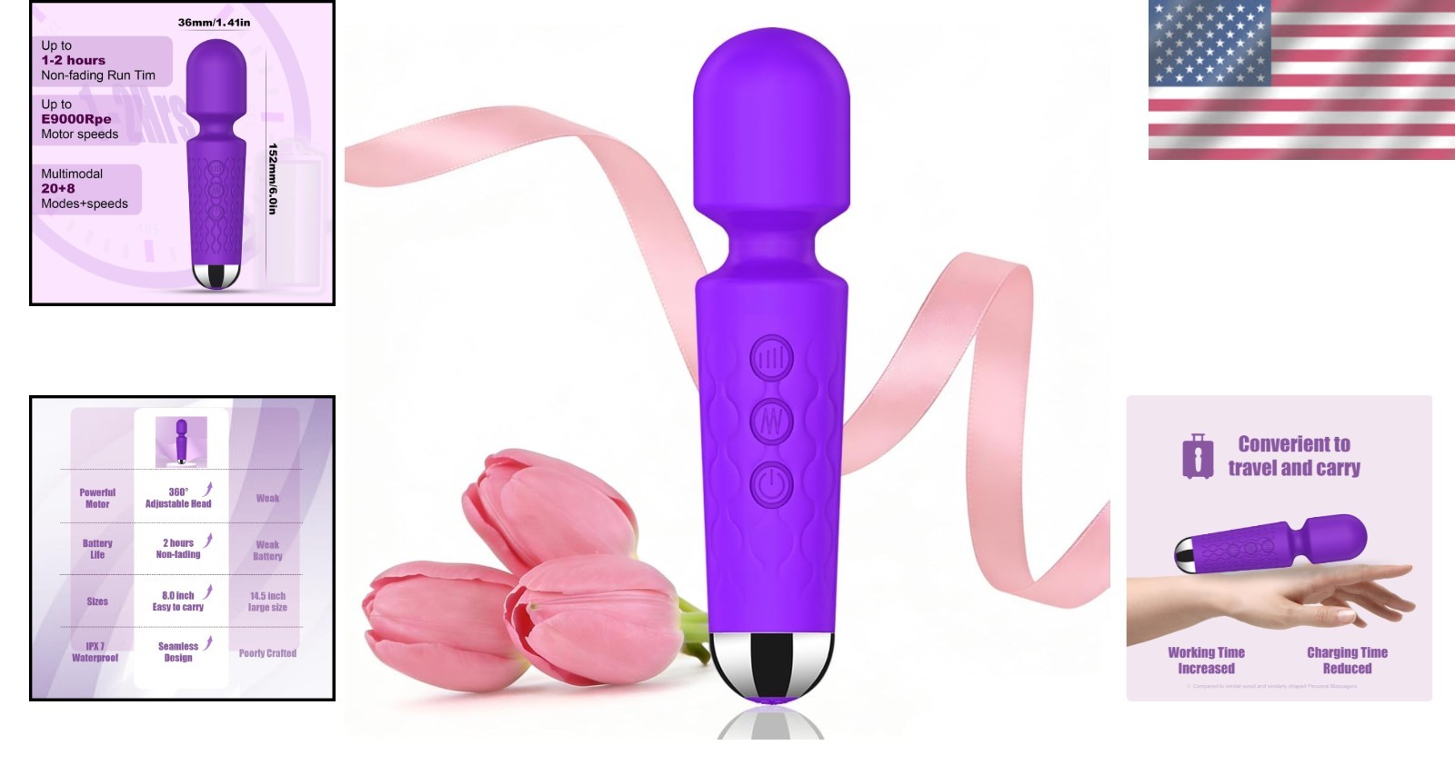 Waterproof Personal Massager with 20 Speeds & 8 Patterns for Complete Relaxation