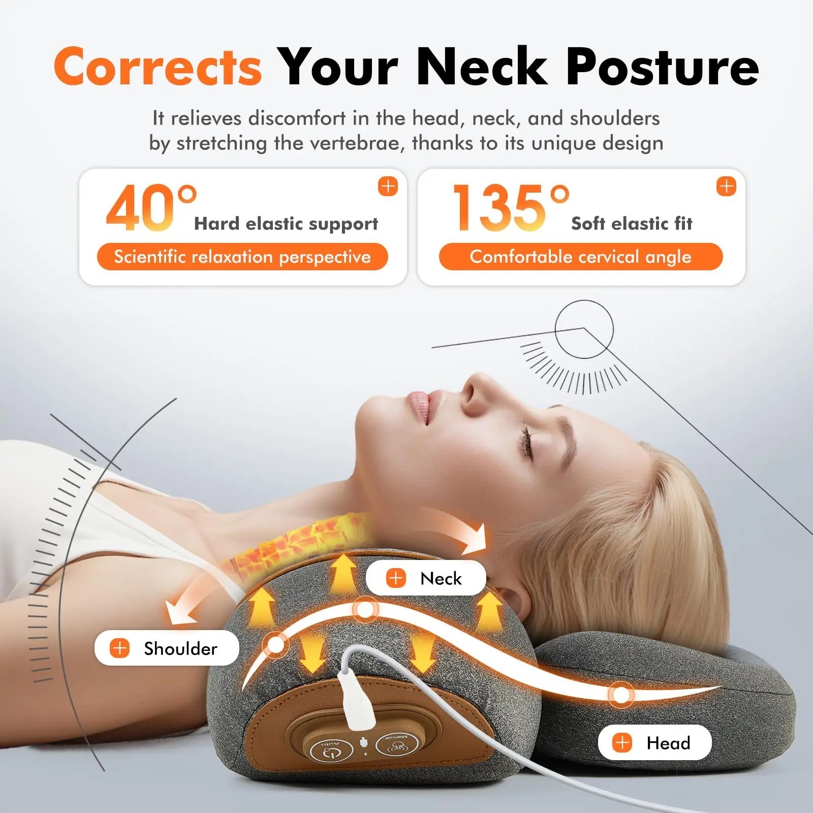 3 in 1 Neck Massager Pillow, Thera Pillow Traction Massager with Heat