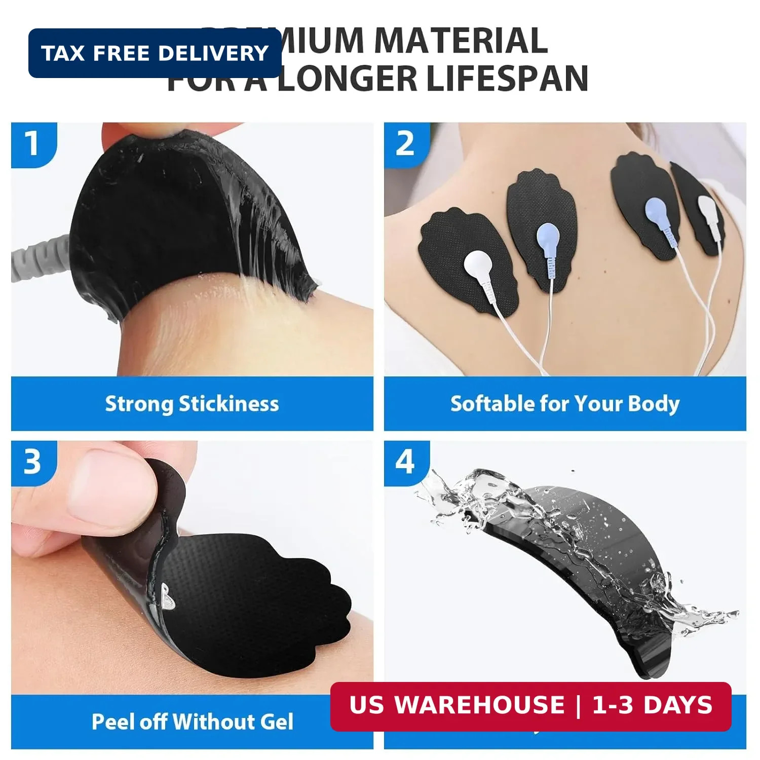 TENS Unit Electrode Pads NURSAL 20 Pack 3.5mm Snap EMS Replacement Pads for Elec