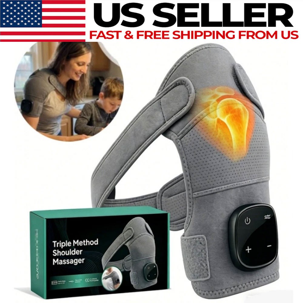 Triple Method Shoulder Massager Cordless Heating Massage Pad Pain Relief