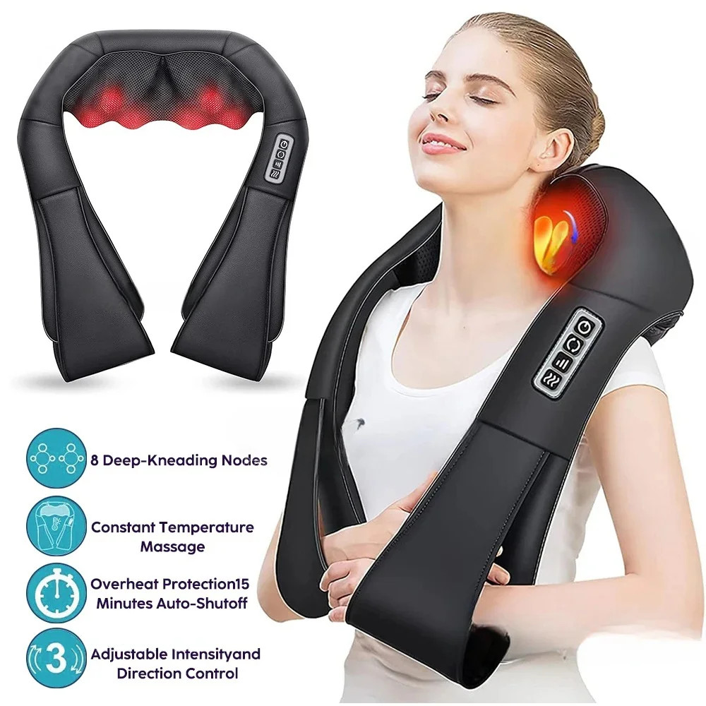Shiatsu Neck Shoulder Back Massager Heat Deep Kneading Electric Massage Pillow