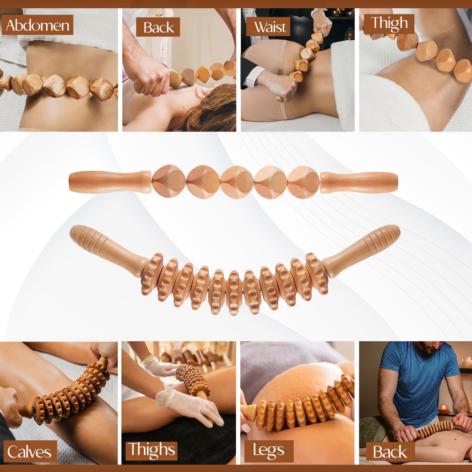 5 PCS Wood Therapy Massage Tools – Professional Maderoterapia Set for Body Co…