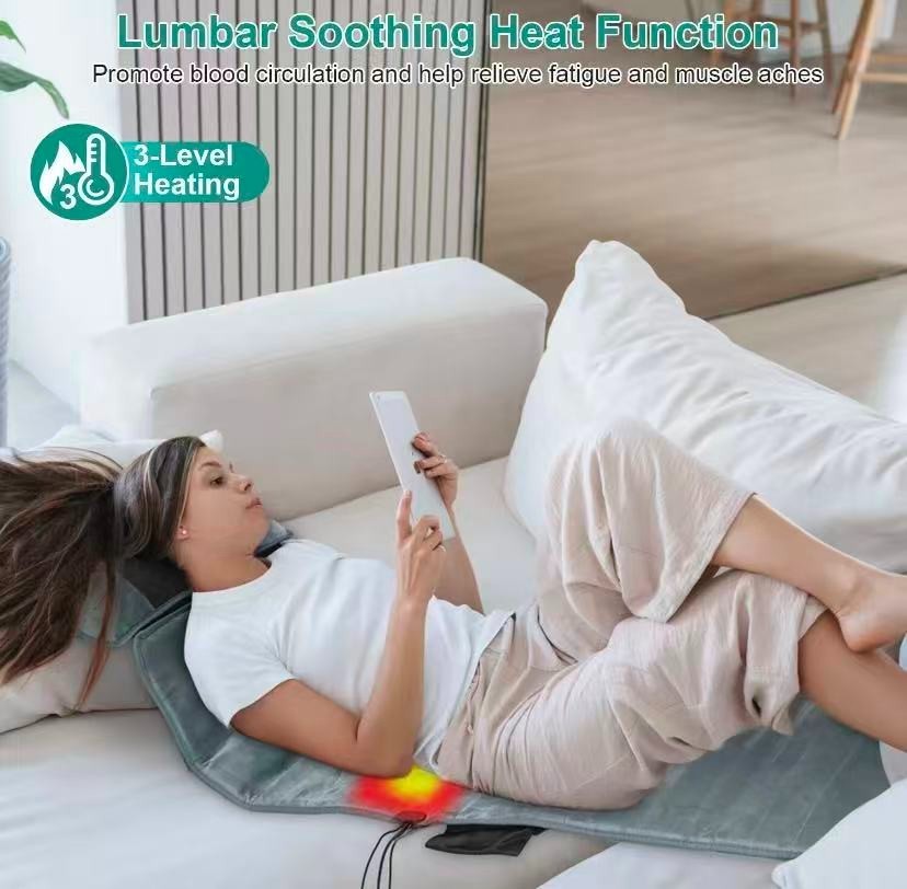 Full Body Heated Massage Mat Electric Back Heat Vibration Massage Pain Relief
