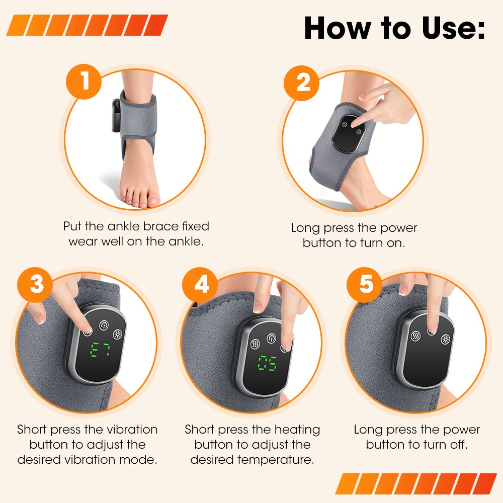 Ankle Massager Red Light Therapy Pain Relief 3 Vibration Modes and 5 Heat Level