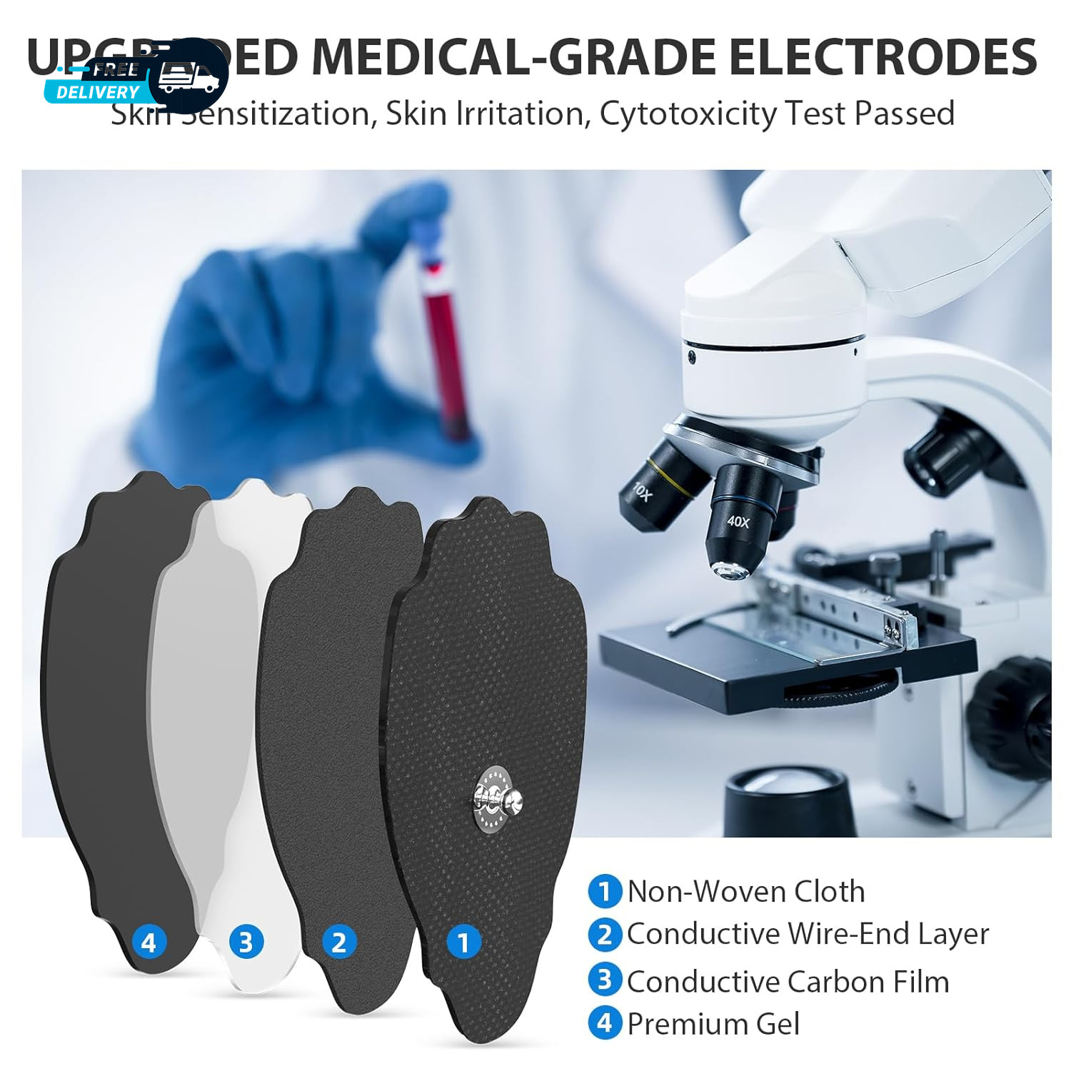 TENS Unit Electrode Pads 20 Pack 3.5Mm Snap EMS Replacement Pads Electrotherapy