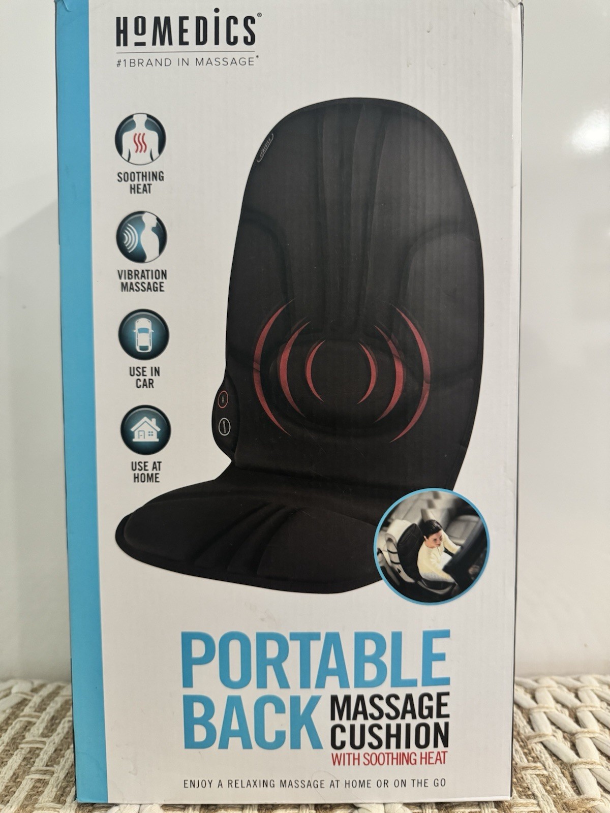 HoMedics Portable Heated Vibrating Back Massage Cushion
