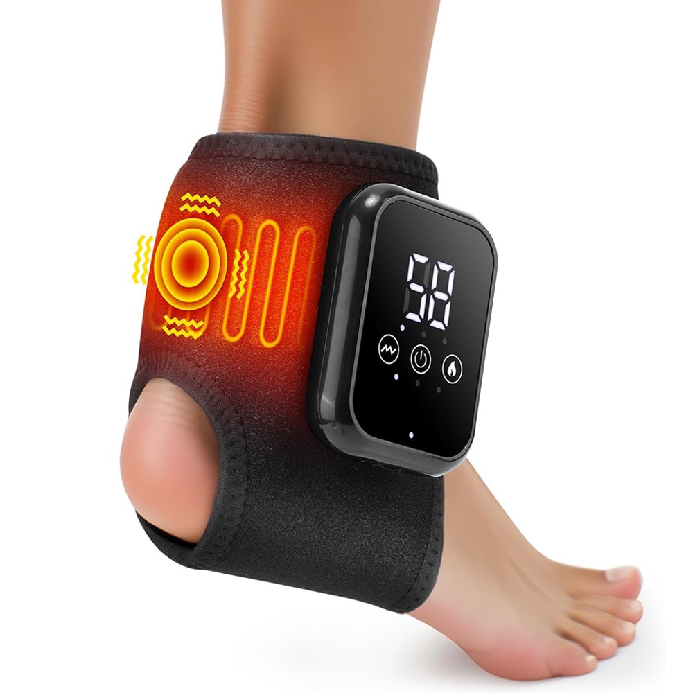Cordless Foot and Ankle Massager Brace for Pain Relief Heating Vibration Therapy