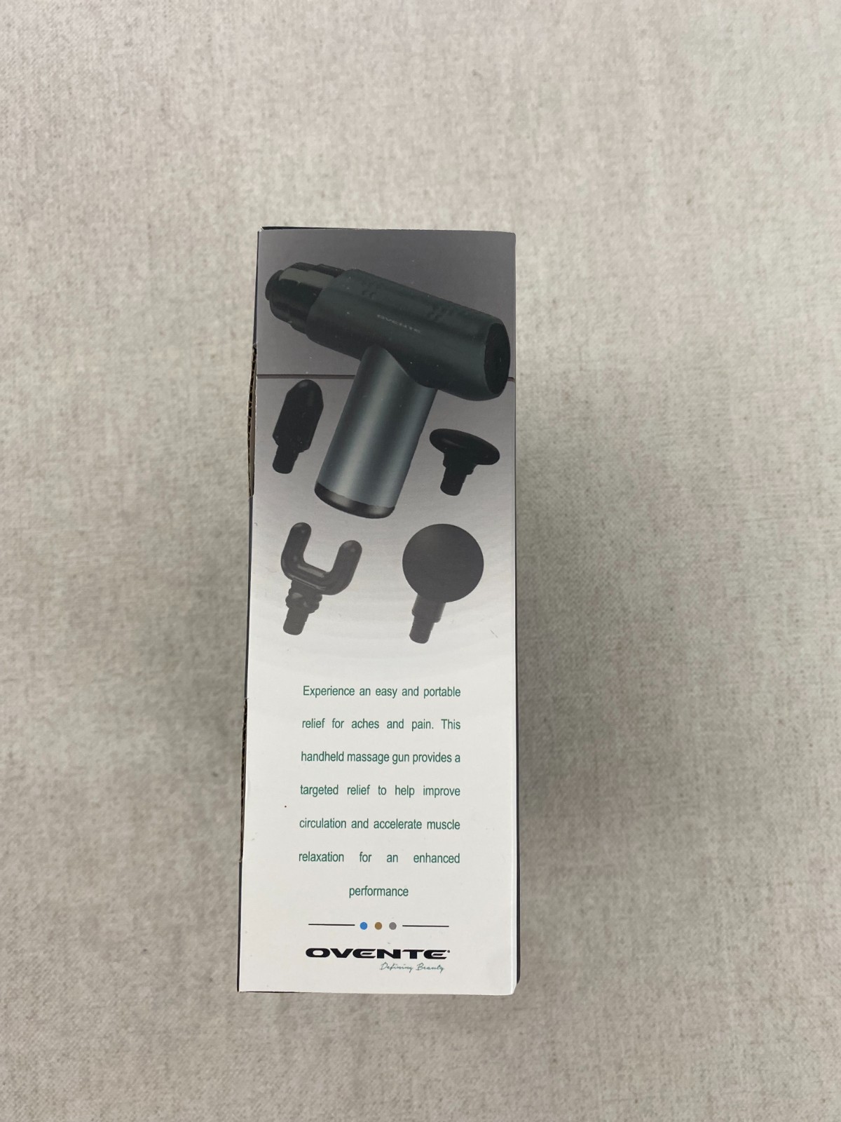 Ovente Massage Gun Handheld Unisex S Black 6 Speed Percussion Massager Kit Boxed