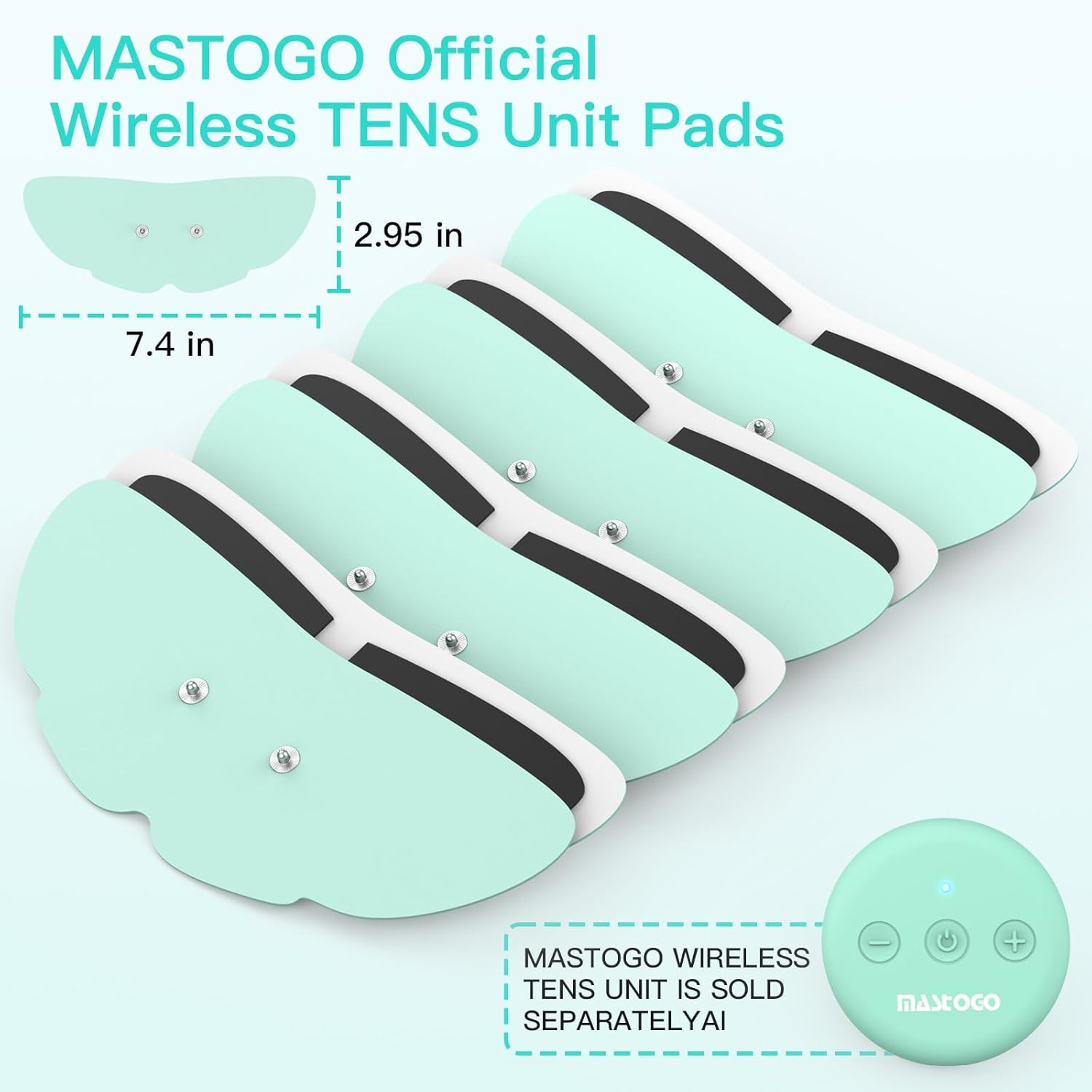Tens Unit Wireless Electrode Pads 4 Pack, with Standard 3.5Mm Snap-In Connector