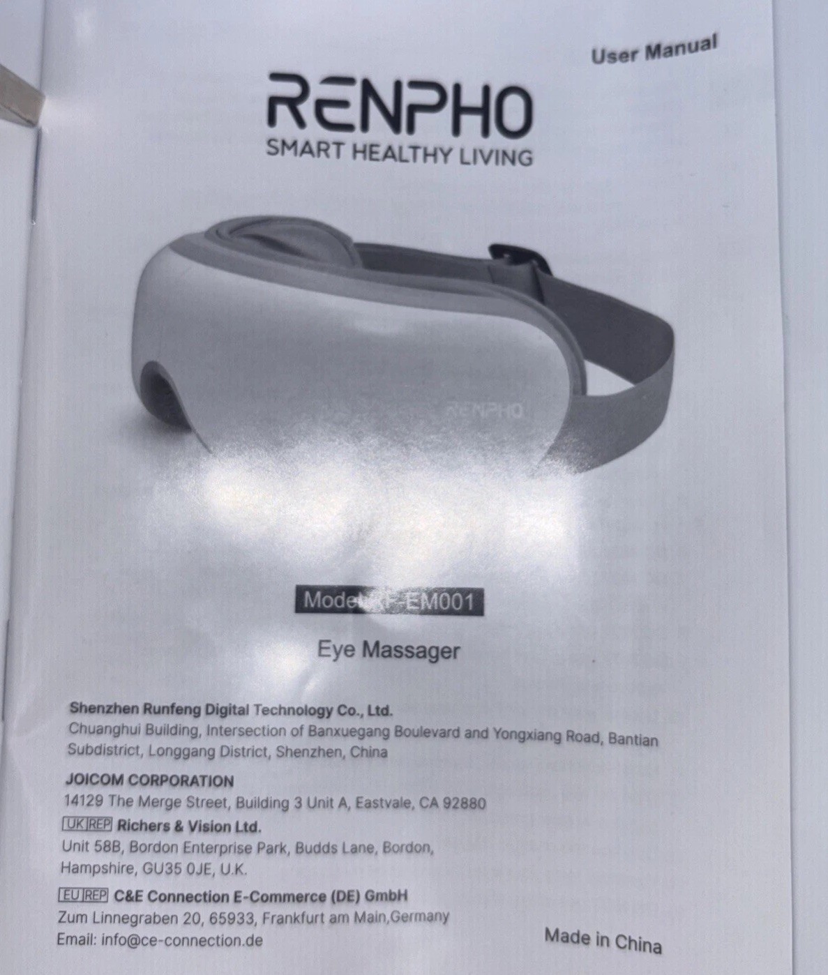 Renpho Eye Massager Model RF-EM001 With Bluetooth New In Box