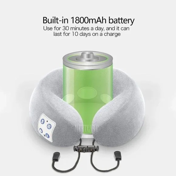 New Neck Massager Heated Massage Tens Travel Pillow Memory Foam Rechargeable NIB