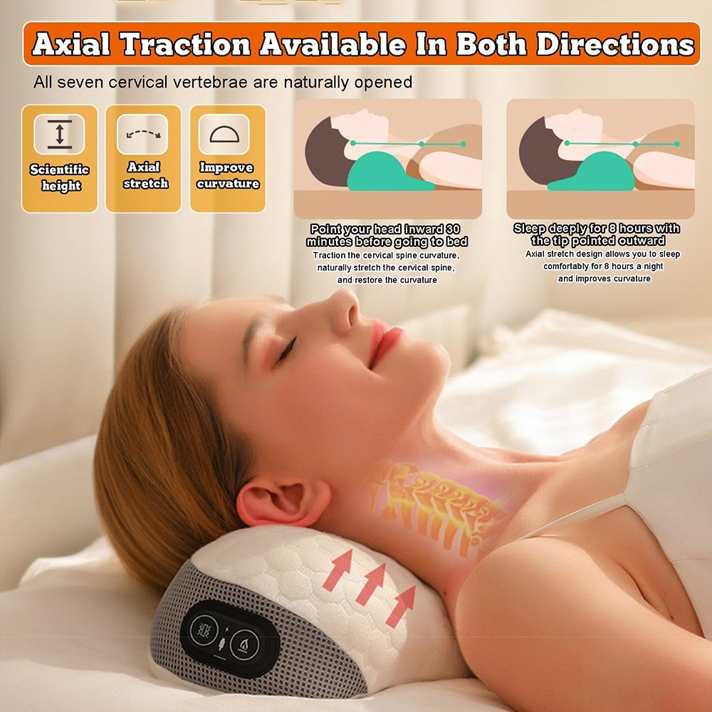 New Cervical Pillow for Neck Pain Relief with 3 Heat Levels & 3 Vibration Modes.
