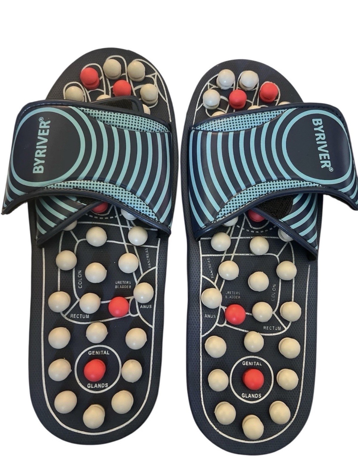 Men or Women Acupuncture Massage Slippers by BYRIVER size Large Blue