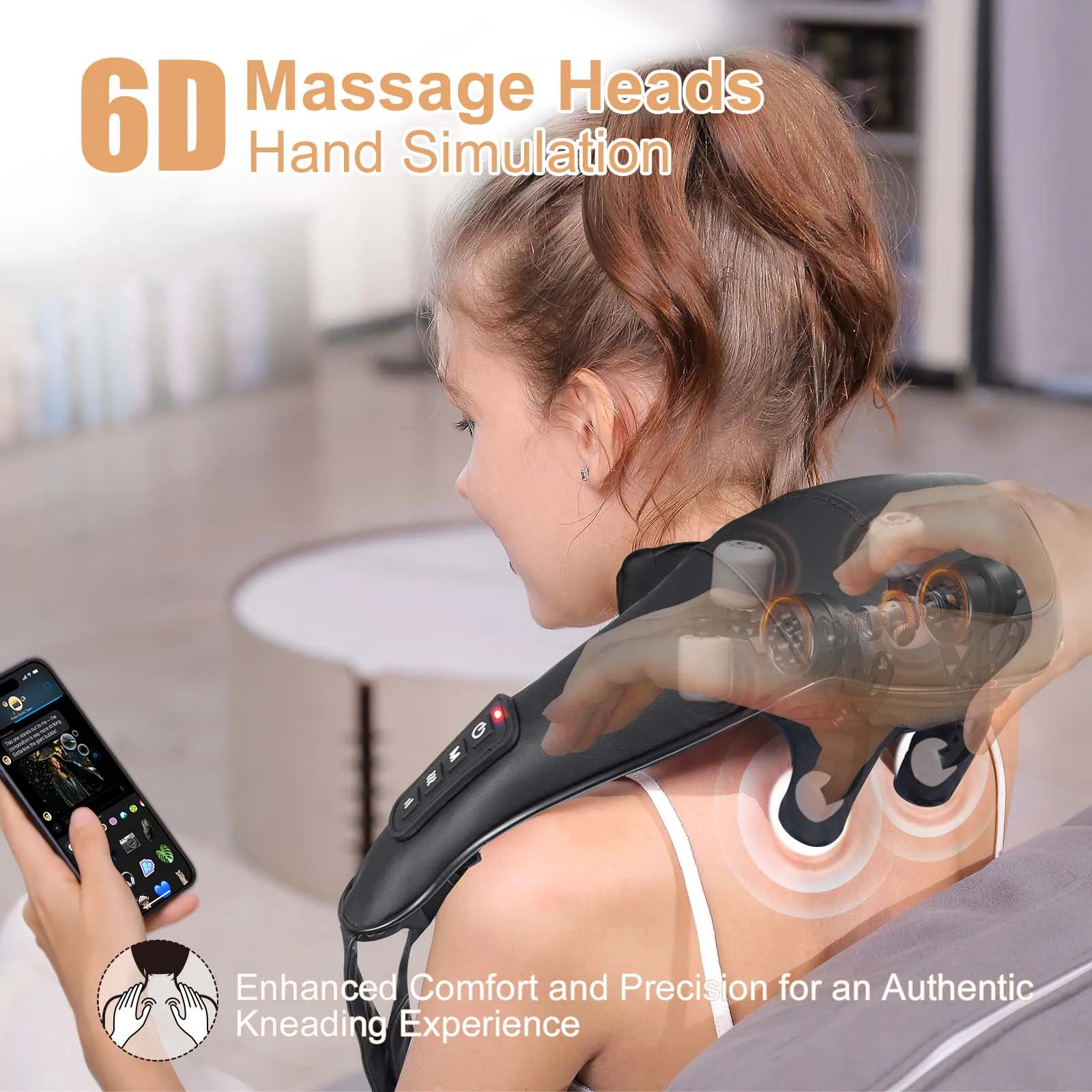 Back Neck Shoulder Massager with Heat Electric Kneading Massage Pillow
