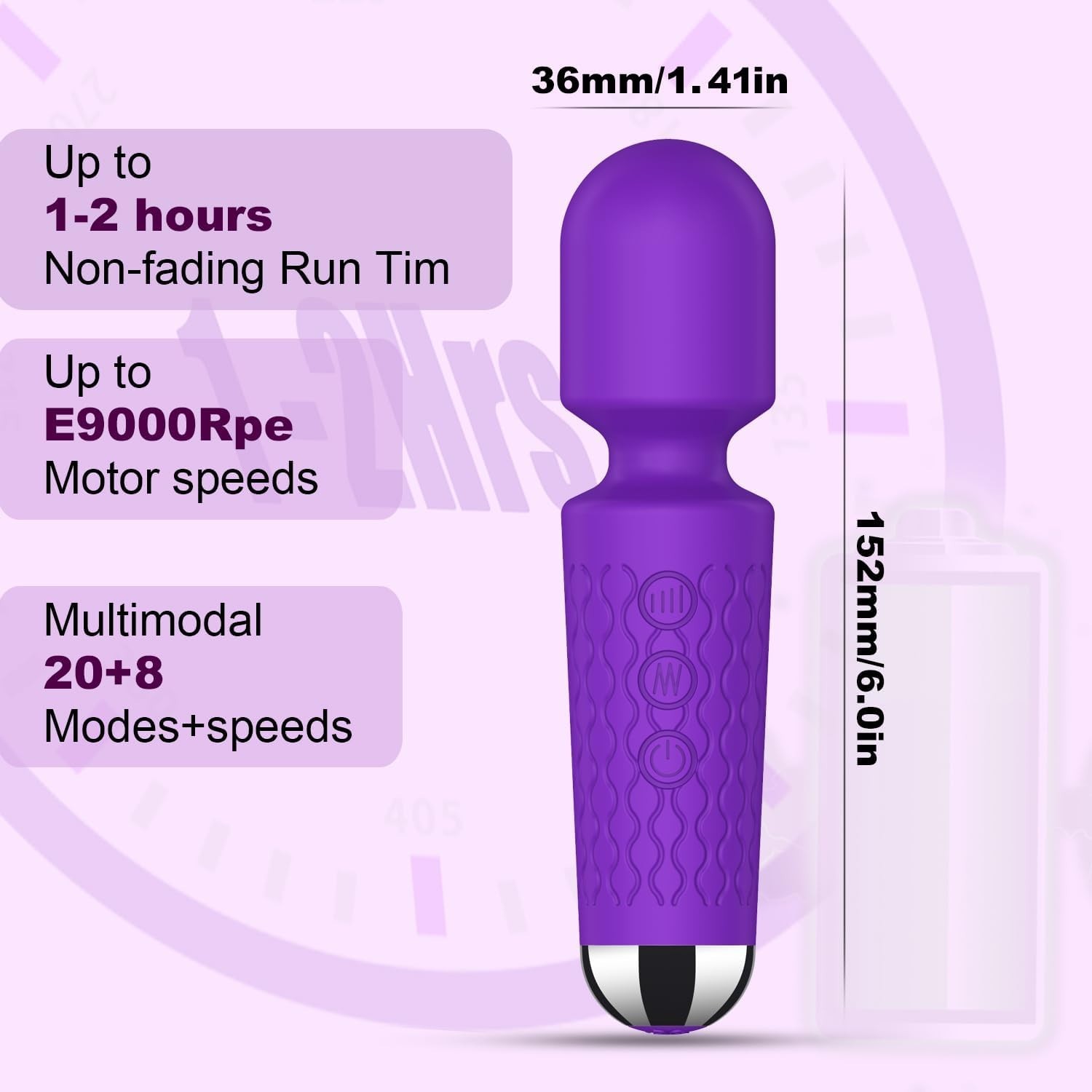 Waterproof Personal Massager with 20 Speeds & 8 Patterns for Complete Relaxation
