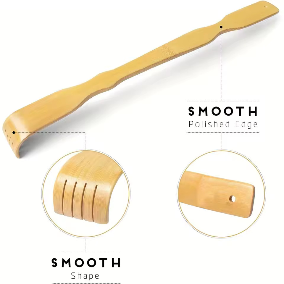 3 Pack Bamboo Style Back Scratcher Set 18.3 Inch Long Handle