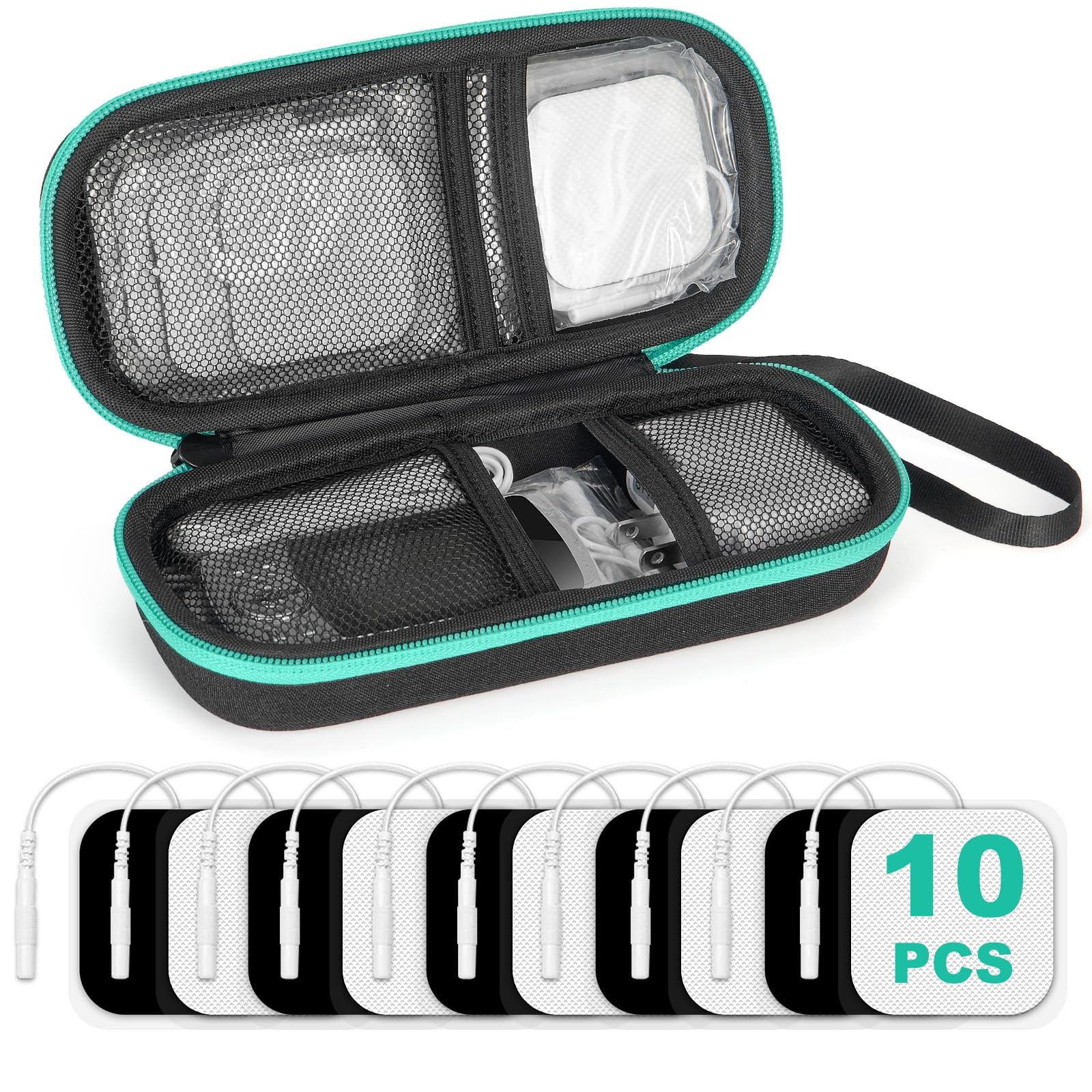 TENS Unit Case with 10pcs Pads, Hard EVA Travel Case for TENS Machine and Ele…