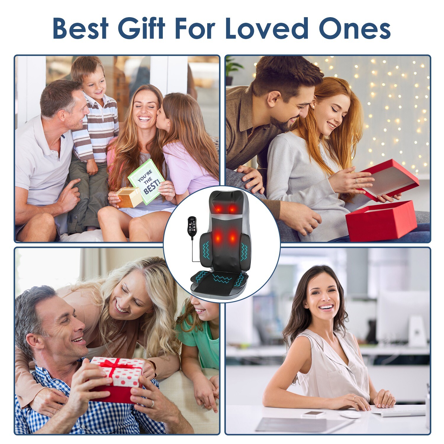 3 Modes Massage Seat Cushion Shiatsu Heated Back Neck Massager Pad For Home Car