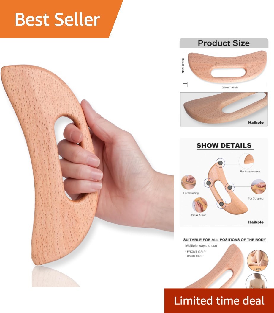Therapeutic Wooden Gua Sha Tool for Improved Circulation & Cellulite Reduction