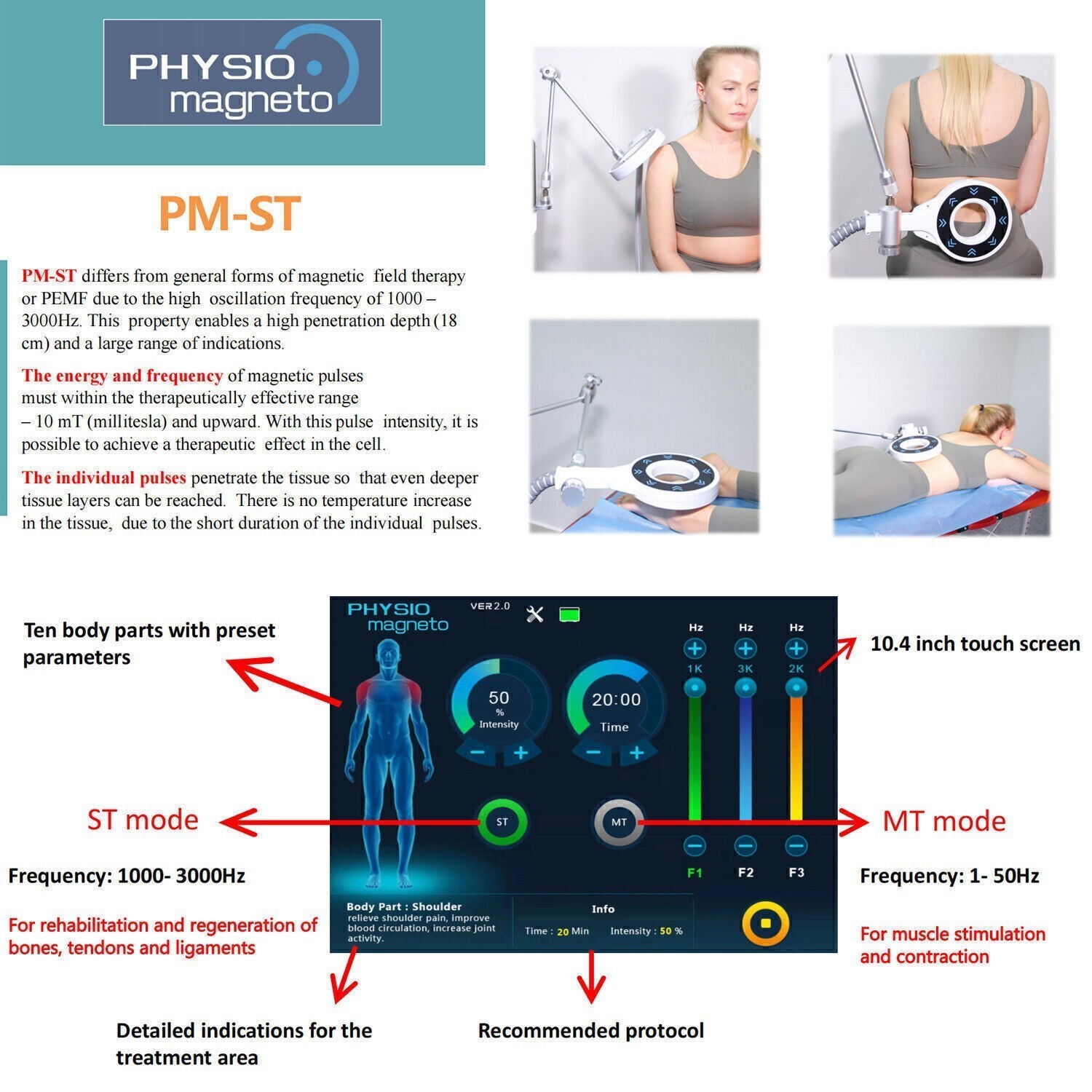 Professional Pain Relief Physio Magneto pemf Magnetic EMTT therapy machine