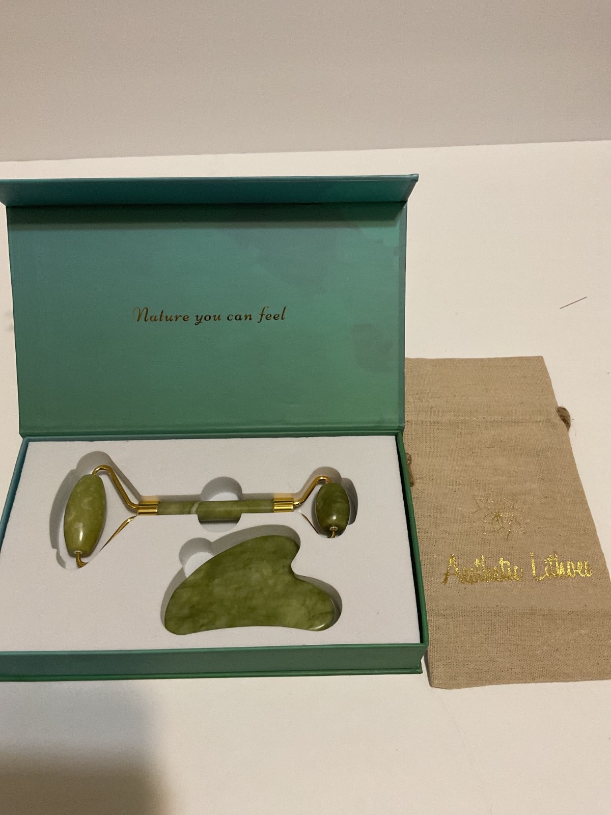 Jade Roller and Gua Sha Set – Guasha Tool for Face – Skin Care Gift Set